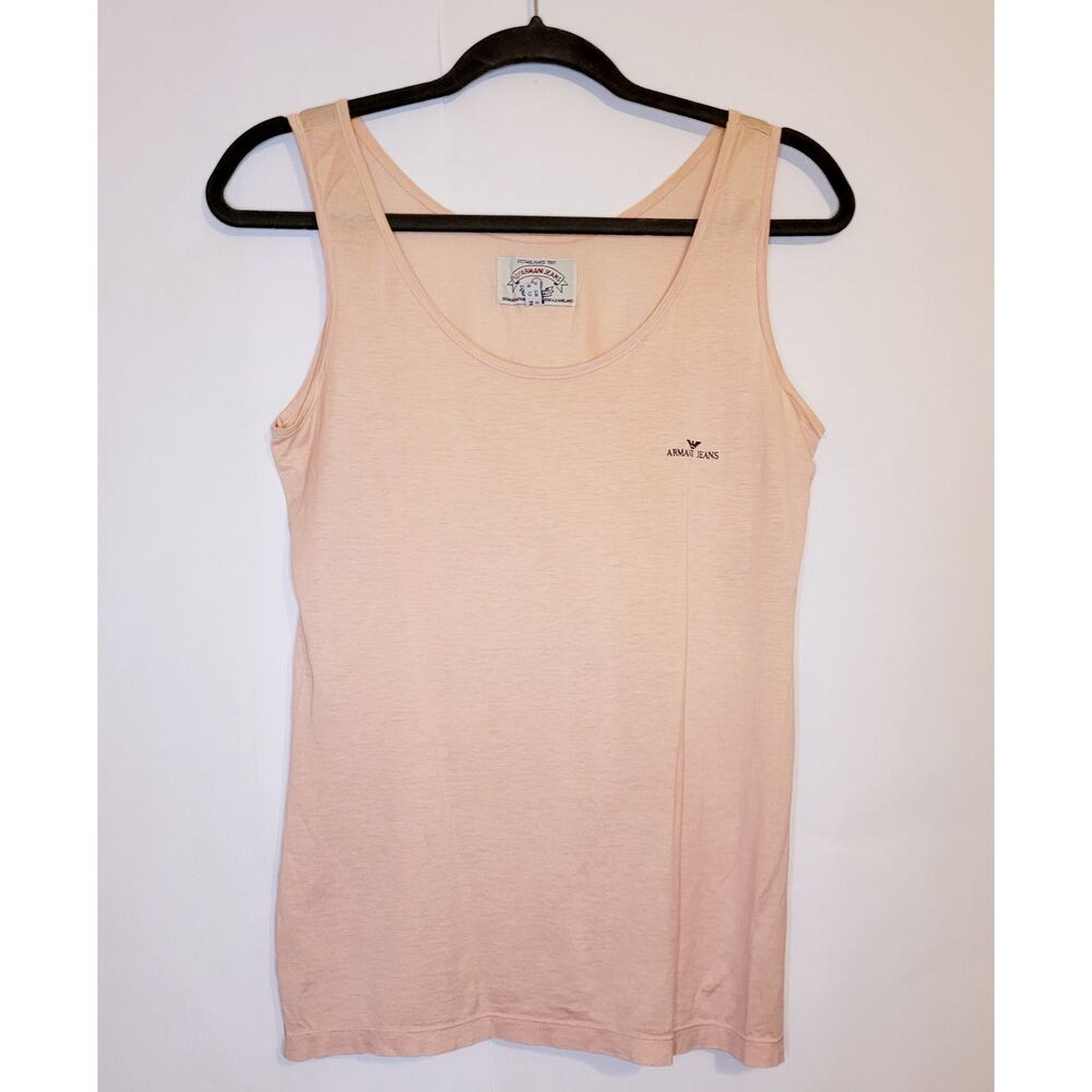 Vintage Armani Jeans pink cotton tank top size 8 Designer Staple Old Money
